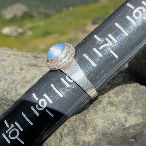 🌺Vintage Sterling Blue Glass Ring - Picture 10 of 10